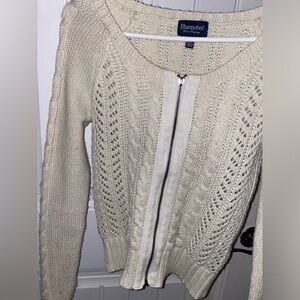 Bluenotes Cream Zipup Scoop Neck Cardigan | SIZE: S